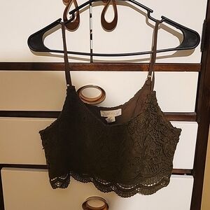Olive Green Forever 21 Crop Top